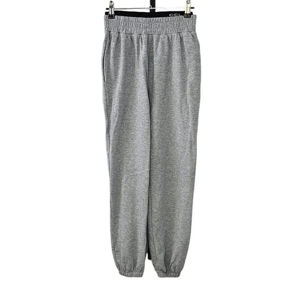 OGL Womens Double Waistband Sweatpants Size Small Grey High Rise Jogger